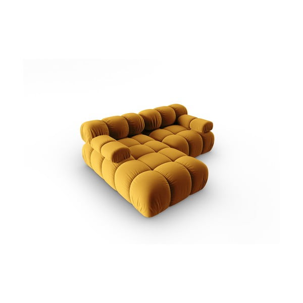 Kollane sametist diivan 191 cm Bellis - Micadoni Home-image-4
