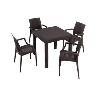 Tumepruun rotangist aia söögimööbli komplekt 4-le Rattan - Floriane Garden