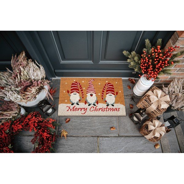 Kookoskiududest jõulumotiividega uksematt 40x70 cm Christmas Gnomes – Hanse Home-image-1