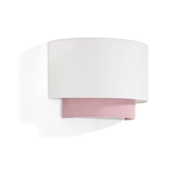 Valge/heleroosa laste lamp tekstiilist varjuga Bianella - Kave Home