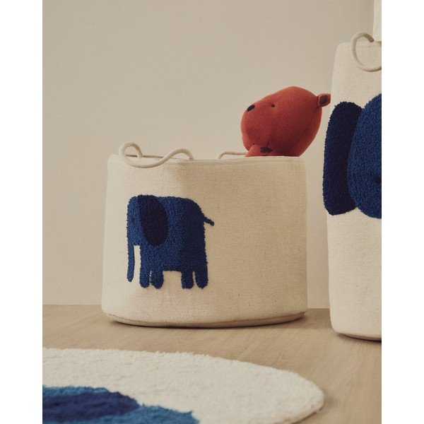 Elevandiluu värvi riidest laste mänguasjakorv ø 45x30 cm Tandani - Kave Home-image-1
