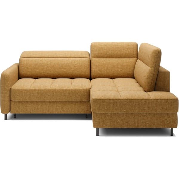 Kollane sametist lahtikäiv/sahtliga nurgadiivan (parem nurk/L-kujuline) Barea – ELTAP