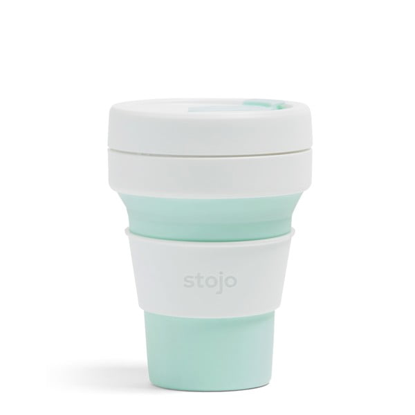 Roheline ja valge kokkupandav reisikruus Mint, 355 ml Pocket Cup - Stojo