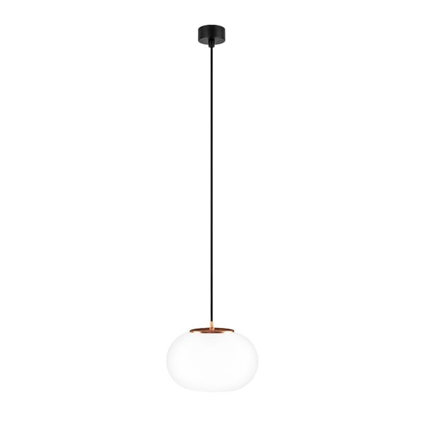 Bílé závěsné svítidlo s černým kabelem a detailem v měděné barvě Sotto Luce Dosei