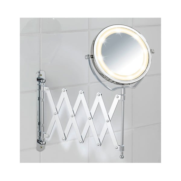 Ocelové kosmetické zrcadlo s LED světlem Wenko Brolo-image-1