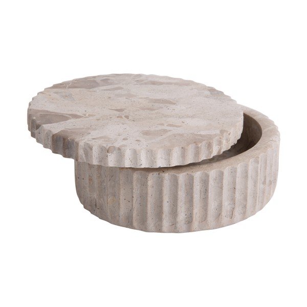 Helepruun dekoratiivne kivikeraamikast hoiukarp ø 15x6 cm Marble - PT LIVING-image-3