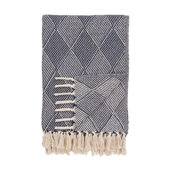 Sinine taaskasutatud puuvillast pleed 130 × 180 cm Izmir – House Nordic