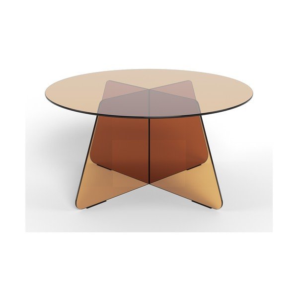 Pruun klaasist ümmargune diivanilaud ø 80 cm Samos - Actona-image-2