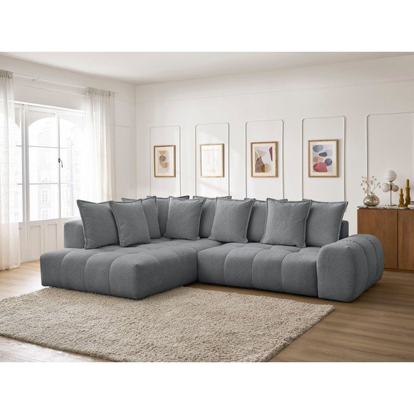 Tumehall šenilldiivanvoodi/panipaigaga nurgadiivan (vasak nurk/L-kujuline) Everest - Bobochic Paris-image-1