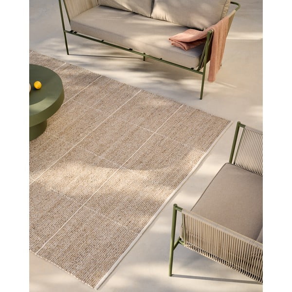 Beež sise- ja välistingimustes kasutatav taaskasutatud kiududest vaip 200x300 cm Nailan - Kave Home-image-3