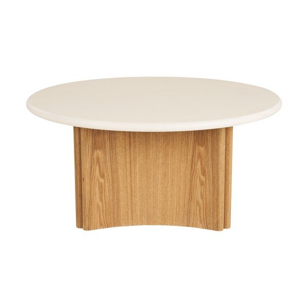 Valge/naturaalne ümmargune kohvilaud betoonist pealispinnaga ø 80 cm Motril - House Nordic-image-3