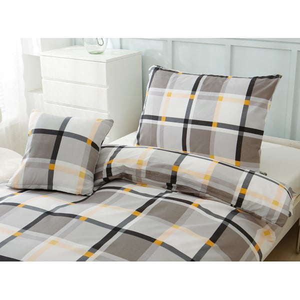 Pruun-kreem 3-osaline voodipesu üheinimesevoodile mikrosatiinist 140x200 cm Henry - My House-image-1