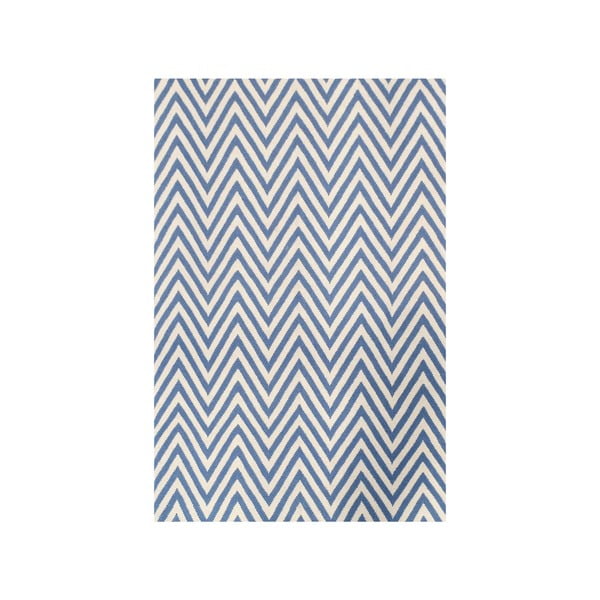 Vlněný koberec Zig Zag Light Blue, 240x155 cm