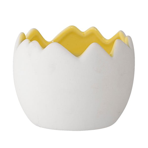 Keramický květináč ve tvaru vejce s žlutým detailem Bloomingville, , ⌀ 9 cm