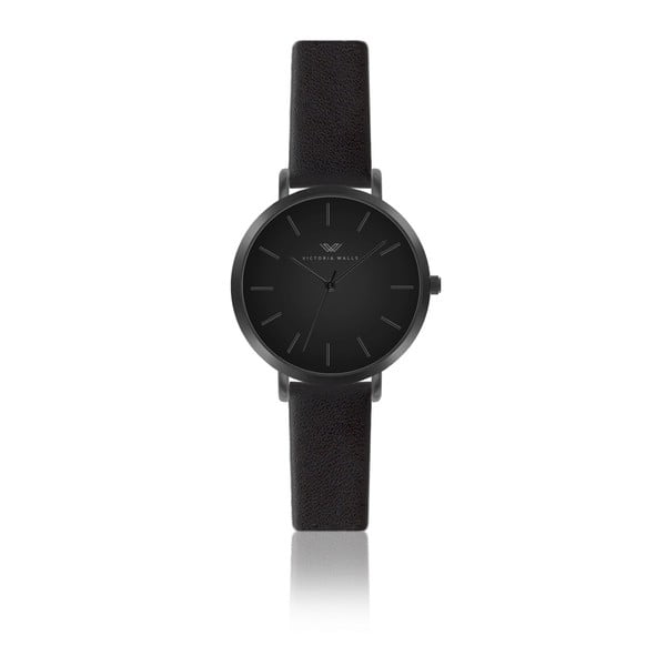 Dámské hodinky s černým koženým řemínkem Victoria Walls Restless