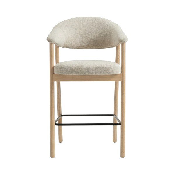 Kreemikas/naturaalne polsterdatud baaritool käetugedega (istme kõrgus 67 cm) Elk - Unique Furniture-image-1