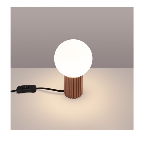 Helepruun lauavalgusti klaasist varjuga (kõrgus 19 cm) Orbital - Sollux-image-1