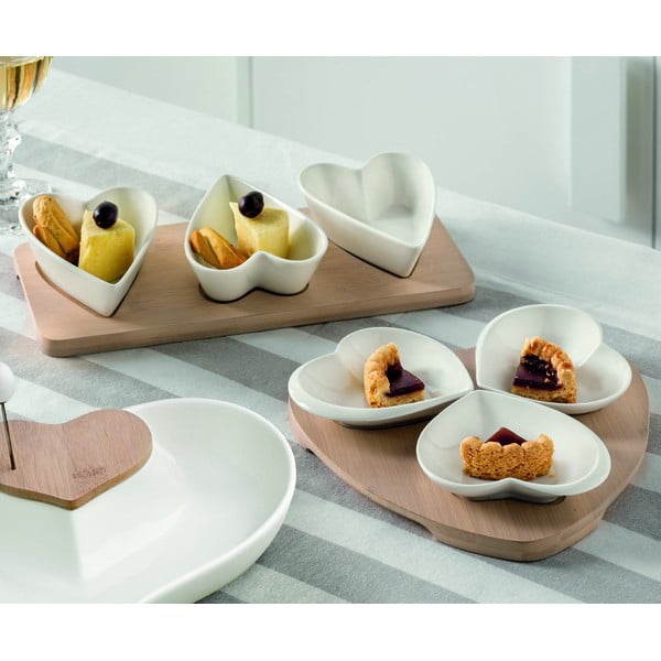 3 portselanist serveerimiskausi komplekt bambusest Hearts kandikul - Brandani-image-1