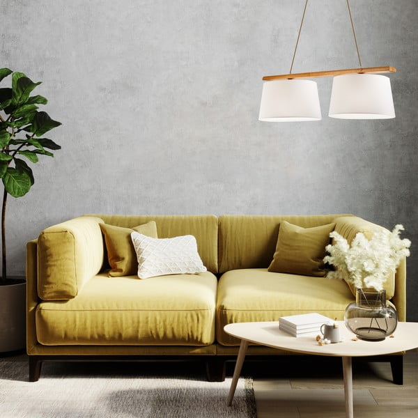 Pruun rippvalgusti tekstiilist varjuga ø 35 cm Aida - LAMKUR-image-2