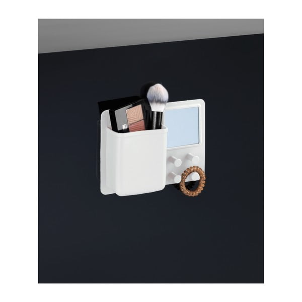 Valge silikoonist seinakorraldaja konksude ja peegliga Ampio - Wenko-image-3