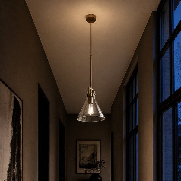 Kuldse värvi metallist ripplamp klaasist varjuga, läbimõõduga 25 cm Trieste - Premier Housewares-image-1