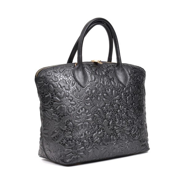 Mustast nahast käekott Bloom Nero - Anna Luchini-image-2