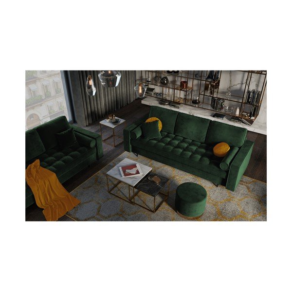 Roheline sametne diivanvoodi Santo - Milo Casa-image-1