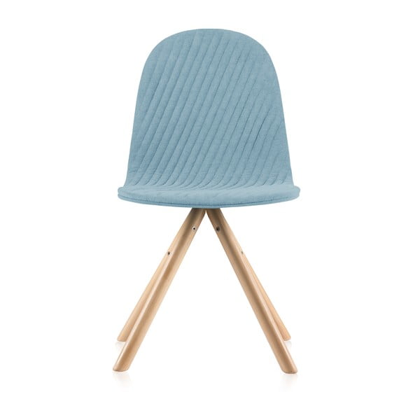 Světle modrá židle s přírodními nohami Iker Mannequin Stripe