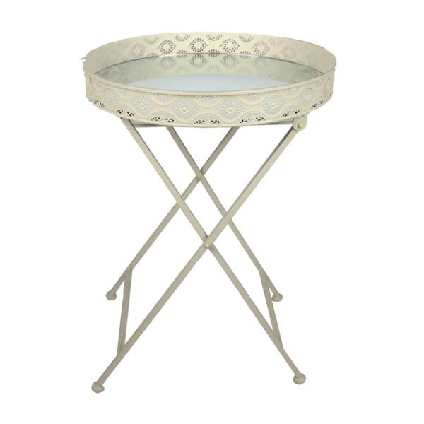 Bílý kovový stolek s deskou ze zrcadla InArt Antique