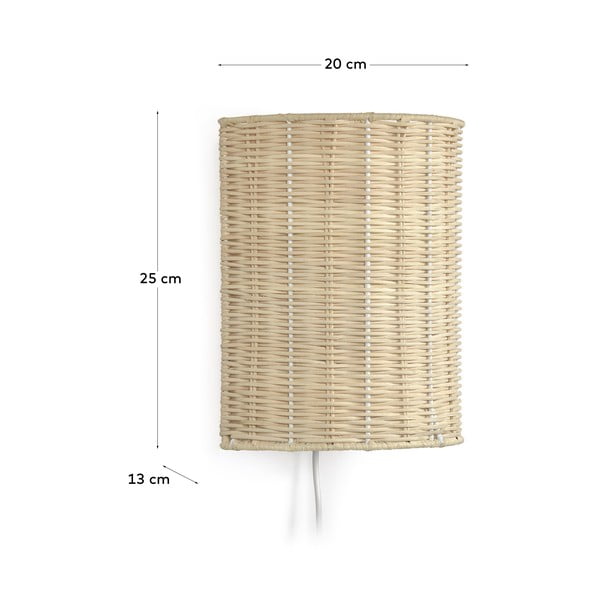 Naturaalset värvi rotangist seinalamp Kimjit - Kave Home-image-4