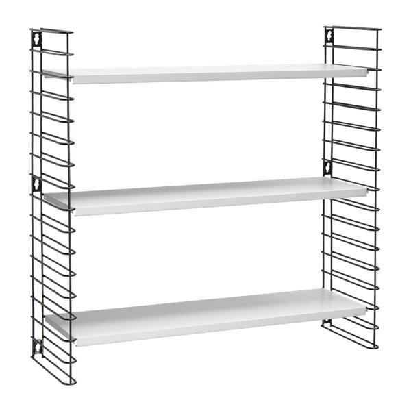 Must 3-tasandiline riiul valge riiuliga , laius 70 cm Libro - Metaltex