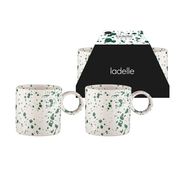 2-osaline valge-roheline kruusid komplekt 450 ml kivitööstusest Carnival - Ladelle-image-1