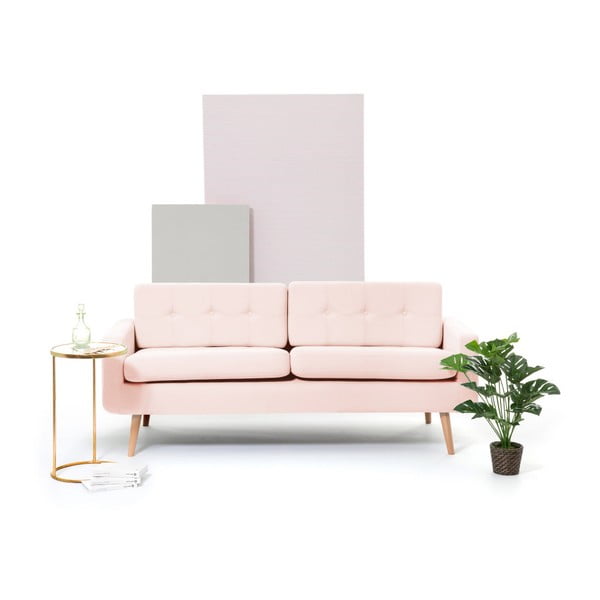 Pastelově růžová třímístná pohovka Vivonita Ina-image-3