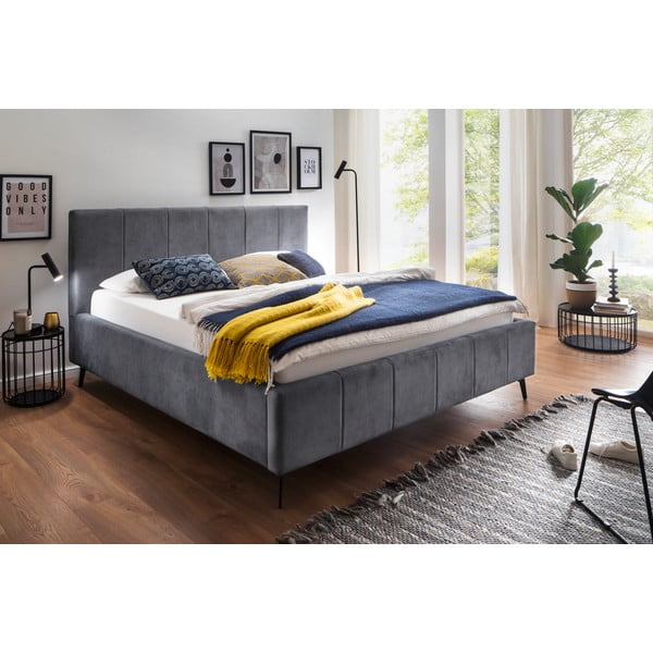 Antratsiitne polsterdatud kaheinimesevoodi, millel on hoiuruum koos voodipõhjaga 180x200 cm Lizzano - Meise Möbel-image-1