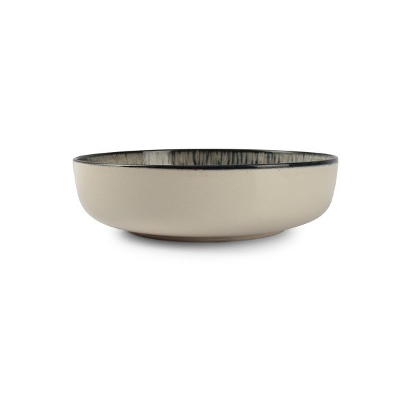 Must/kreemjas sügav kivikeraamiline taldrik ø 18,5 cm Gravel - ONA-image-1