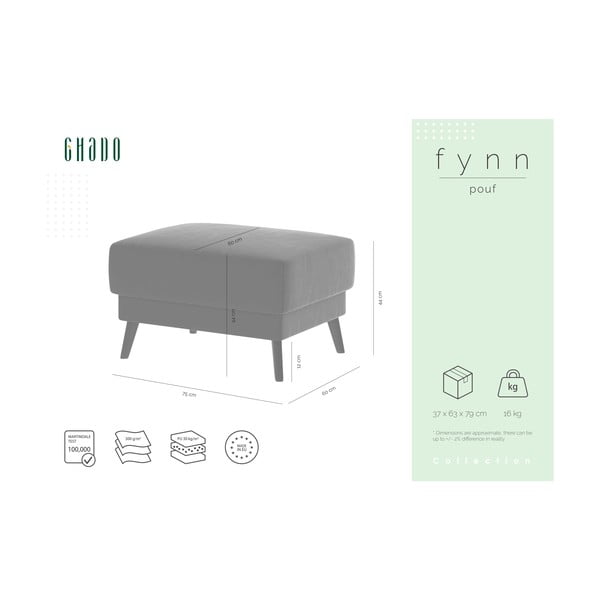Tumesinine sametne pouf Fynn - Ghado-image-3