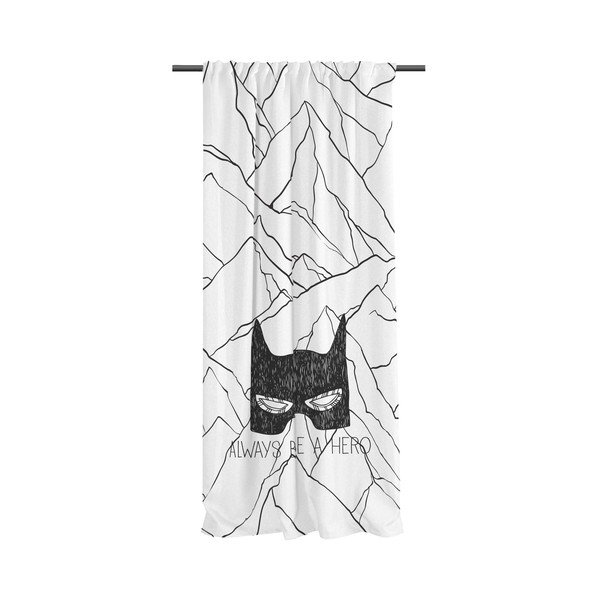 Must-valge puuvillasatiinist laste kardin 110x170 cm Be a Hero - Butter Kings