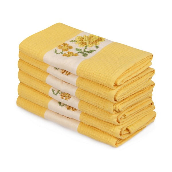 Sada 6 žlutých ručníků z čisté bavlny Simplicity, 45 x 70 cm