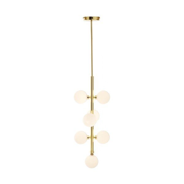 Valge/kuldse värvi metallist ripplamp klaasist varjuga, ø 27 cm Trieste - Premier Housewares