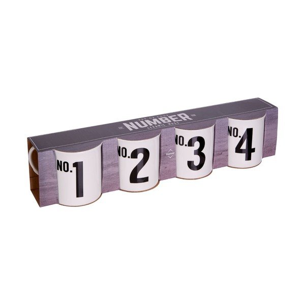 Sada 4 hrnků z asijské imitace porcelánu Premier Housewares Numbers, 342 ml-image-1