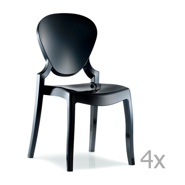 Sada 4 černých jídelních židlí Pedrali Queen