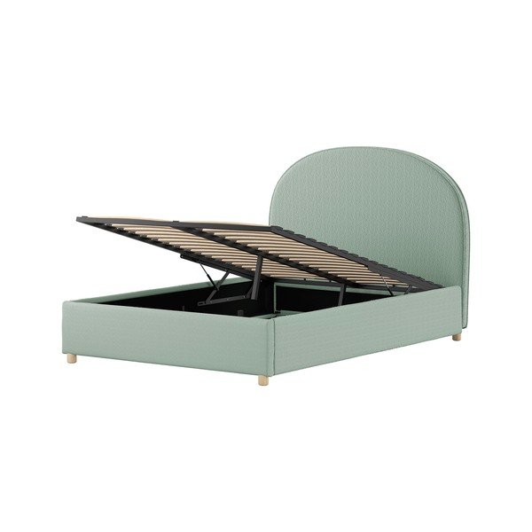 Roheline polsterdatud kaheinimesevoodi koos panipaiga ja voodipõhjaga 140x200 cm Moon - Vipack-image-4