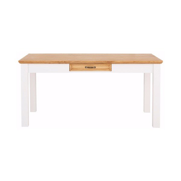 Bílý jídelní stůl z masivního borovicového dřeva se zásuvkou Støraa Suzie-image-1