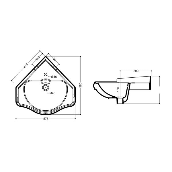 Valge keraamiline valamu 57,5x58 cm Retro - Sapho-image-3