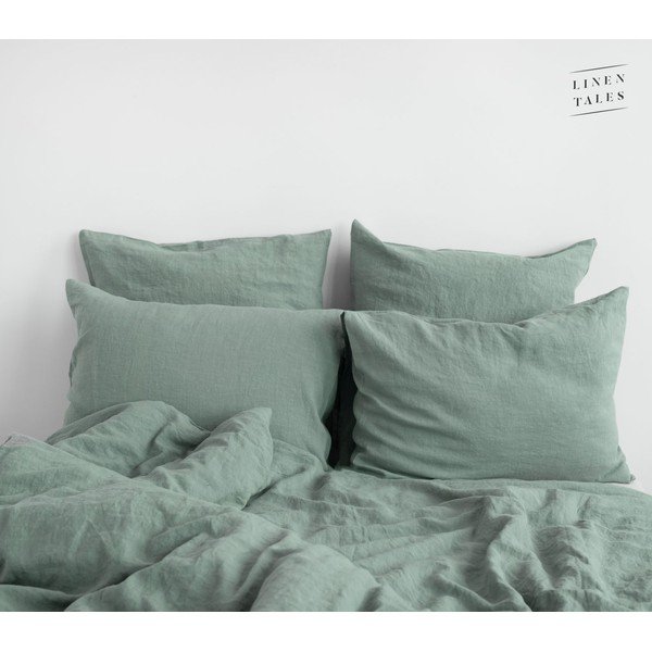 Roheline/sinine linane tekikott 200x200 cm Milieu – Linen Tales-image-4