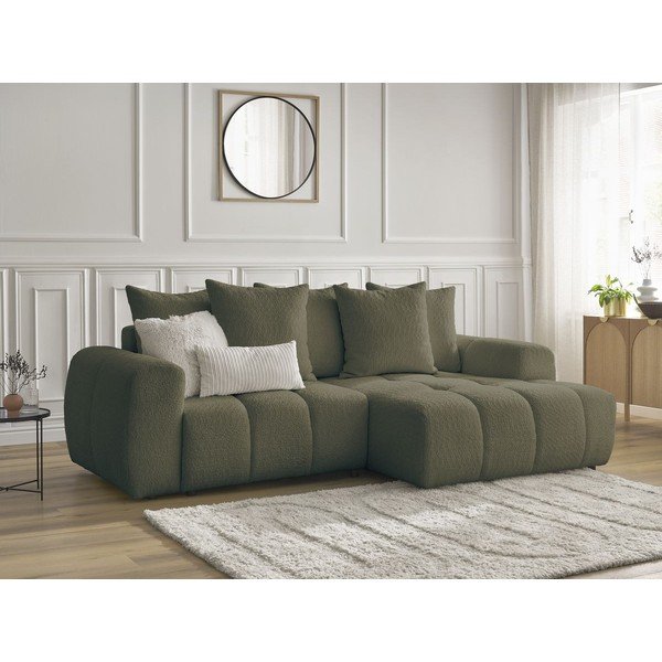 Khaki värvi bukleekangast panipaigaga nurgadiivanvoodi (parem nurk) Roxelane - Bobochic Paris-image-4