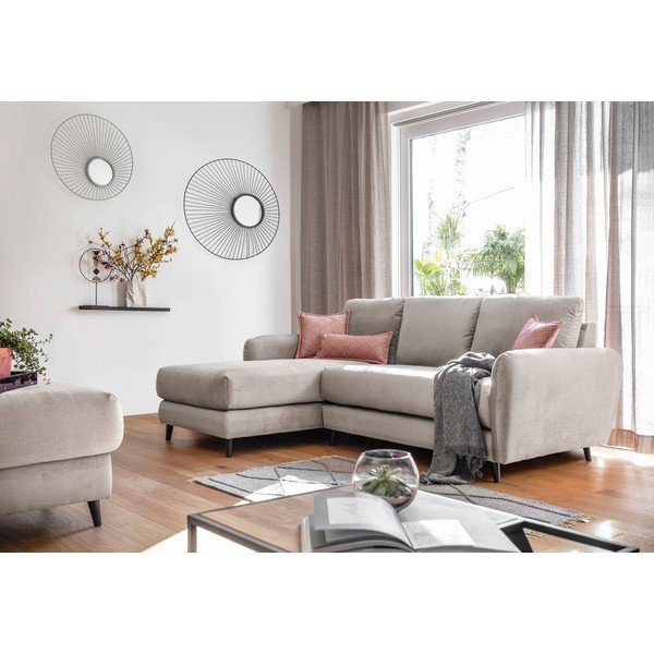 Beež sametist nurgadiivan koos jalatoega , vasakpoolne nurk Cosy Claire - Miuform-image-4