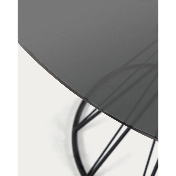 Must ümmargune söögilaud klaasist lauaplaadiga ø 120 cm Niut - Kave Home-image-2