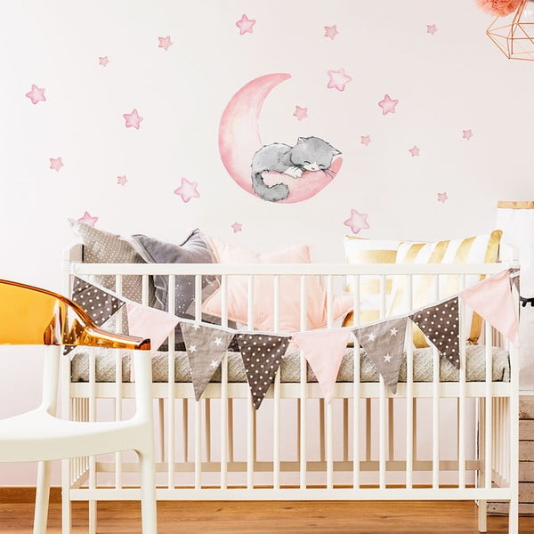 Roosa laste seinakleebised Magic Cat - Ambiance-image-3