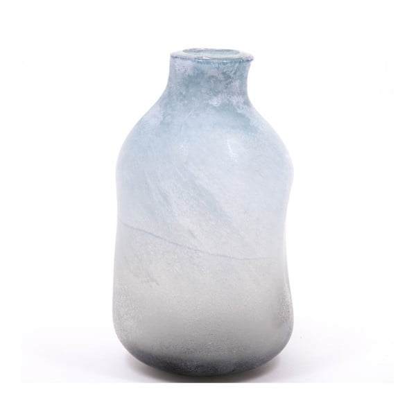 Modro-bílá skleněná váza Dino Bianchi, výška 31 cm